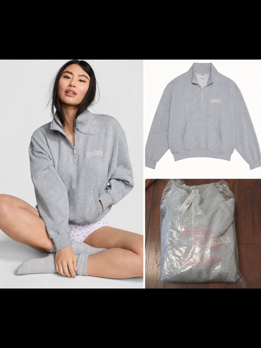 Nwt Victoria Secret PINK Ivy Fleece Quarter-Zip Sweatshirt